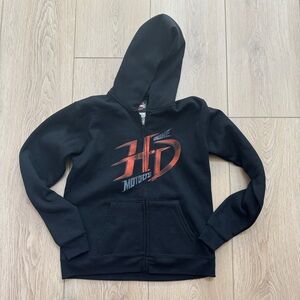Harley Davidson Zip Up Black Hoodie youth Medium